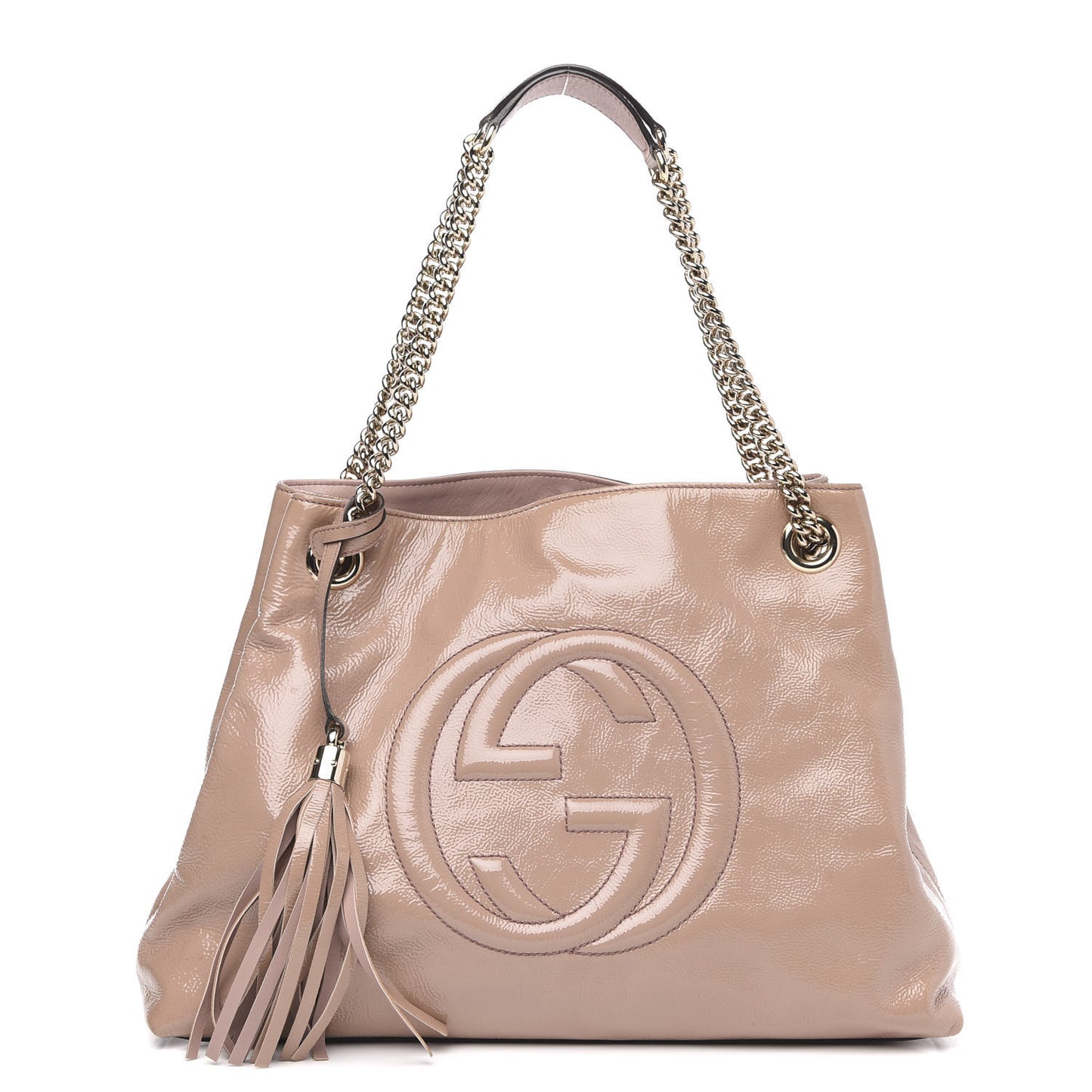 Patent Medium Soho Chain Shoulder Bag Dark Cipria