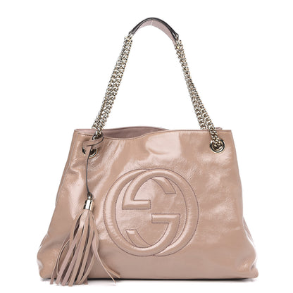 Gucci Patent Medium Soho Chain Shoulder Bag Dark Cipria 1 of 10