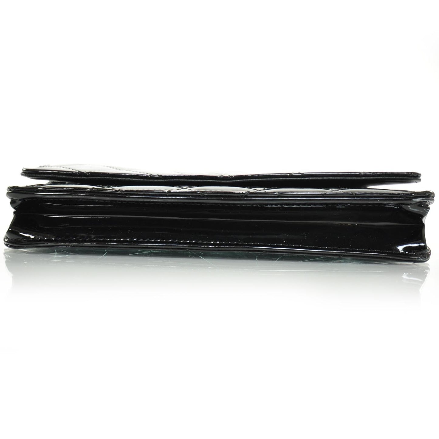 Patent Quilted Wallet On Chain WOC Black SHW