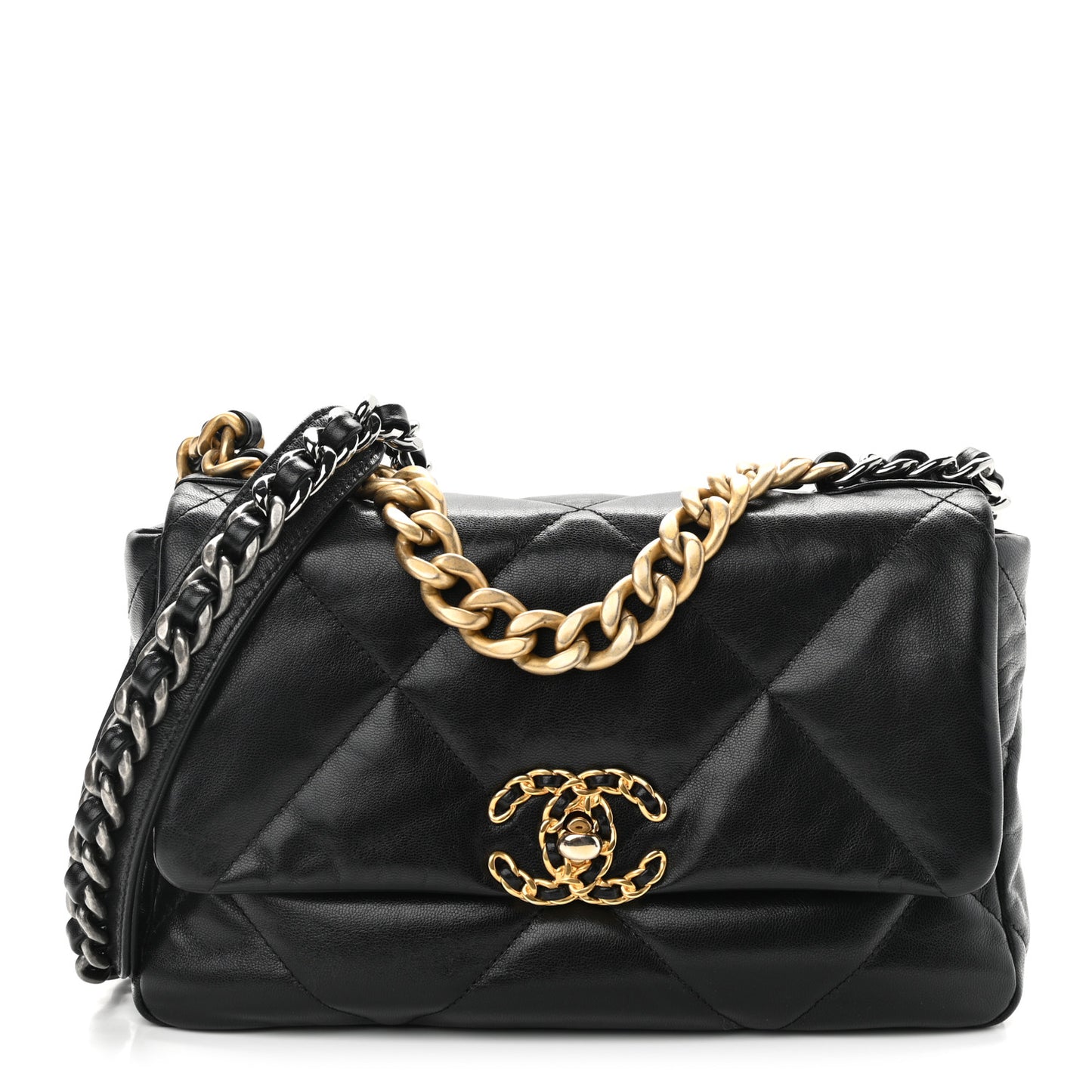 Goatskin Quilted Medium Chanel 19 Flap Black