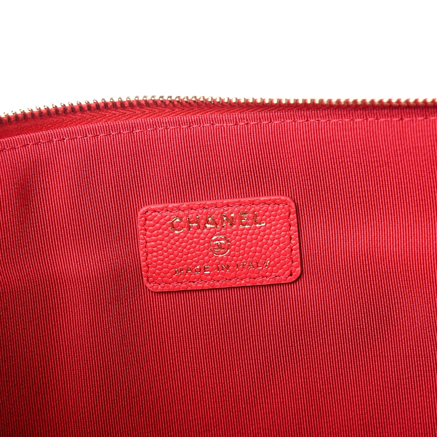 Caviar Chevron Quilted Large Cosmetic Case Red
