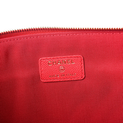 Chanel Caviar Chevron Quilted Large Cosmetic Case Red 5 of 7