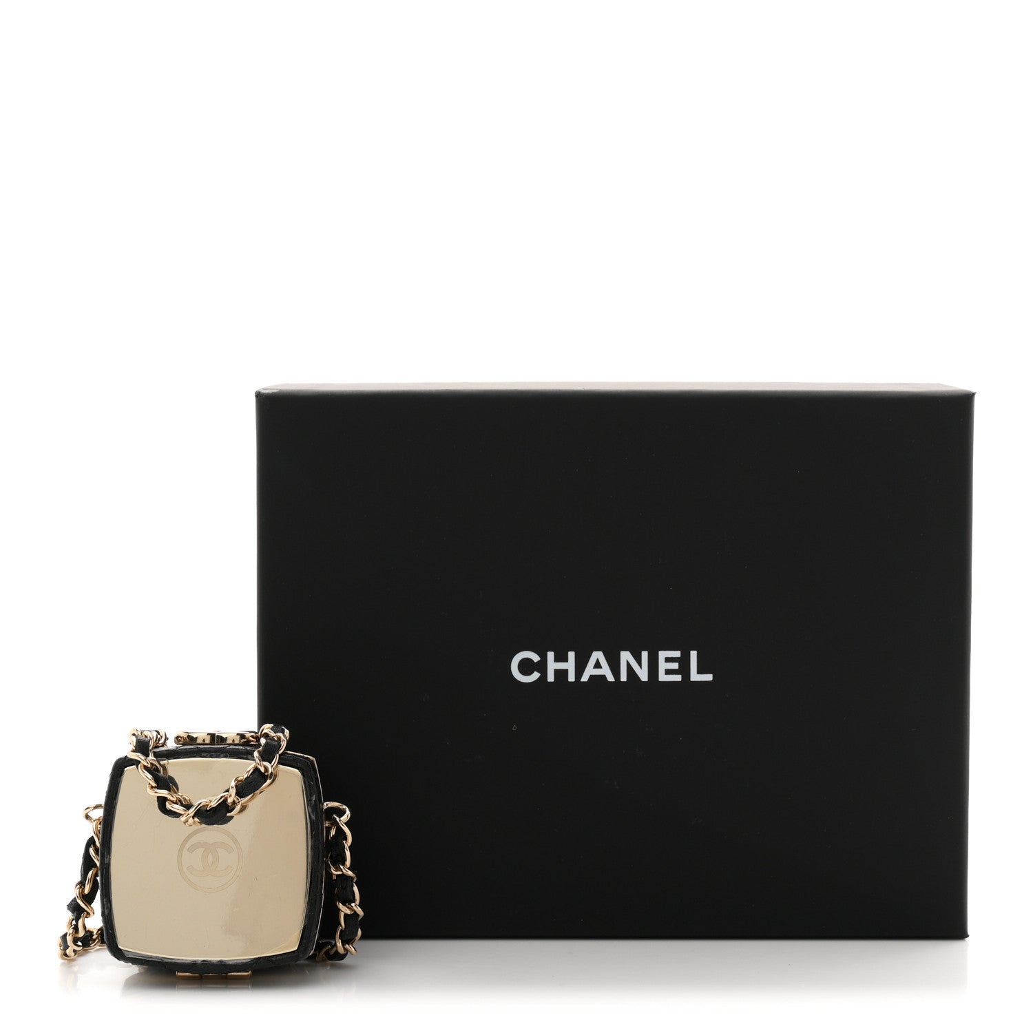 Chanel Lambskin Quilted Small Beauty Box Clutch With Chain Black