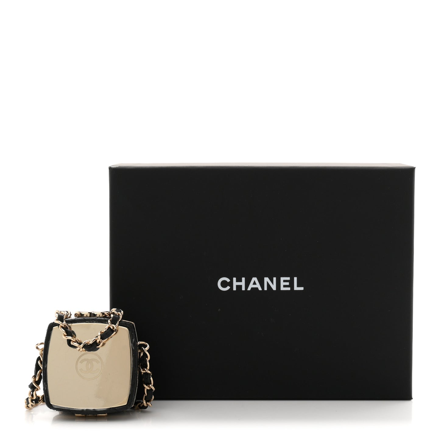 Lambskin Quilted Small Beauty Box Clutch With Chain Black