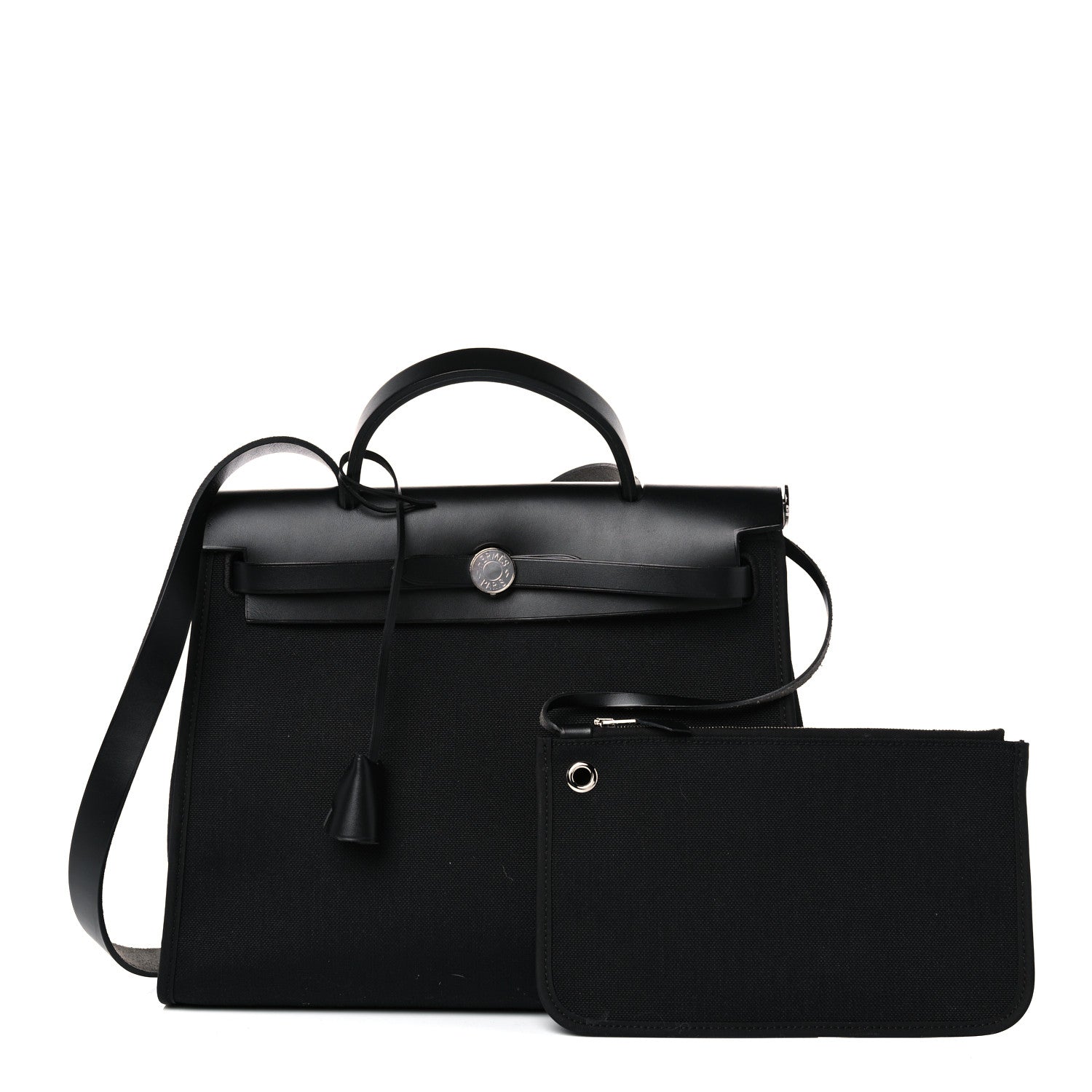 Hermes Military Toile Vache Hunter Herbag Zip PM 31 Black 1 of 14