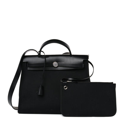 Hermes Military Toile Vache Hunter Herbag Zip PM 31 Black 1 of 14