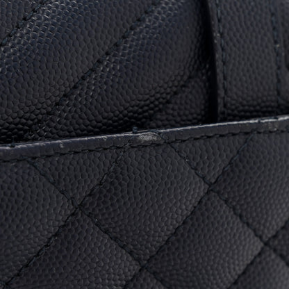 Saint Laurent Grain De Poudre Textured Mixed Matelasse Triquilt Medium Monogram Satchel Deep Marine 11 of 13