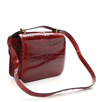 Hermes Shiny Niloticus Crocodile Lizard Marquette Constance 24 Rouge H 3 of 10