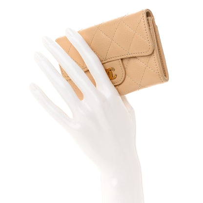 Chanel Caviar Quilted Flap Card Holder Wallet Beige 2 of 10