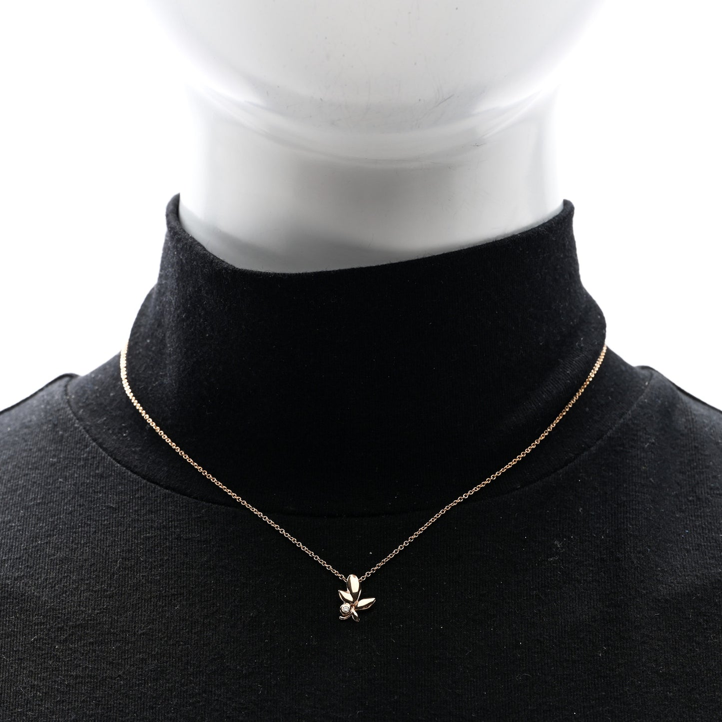 18K Rose Gold Diamond Paloma Picasso Olive Leaf Pendant Necklace