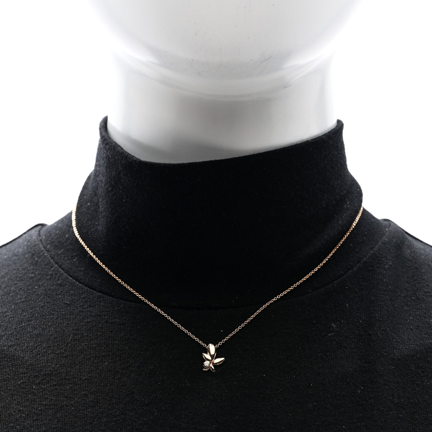 Tiffany 18K Rose Gold Diamond Paloma Picasso Olive Leaf Pendant Necklace 2 of 5