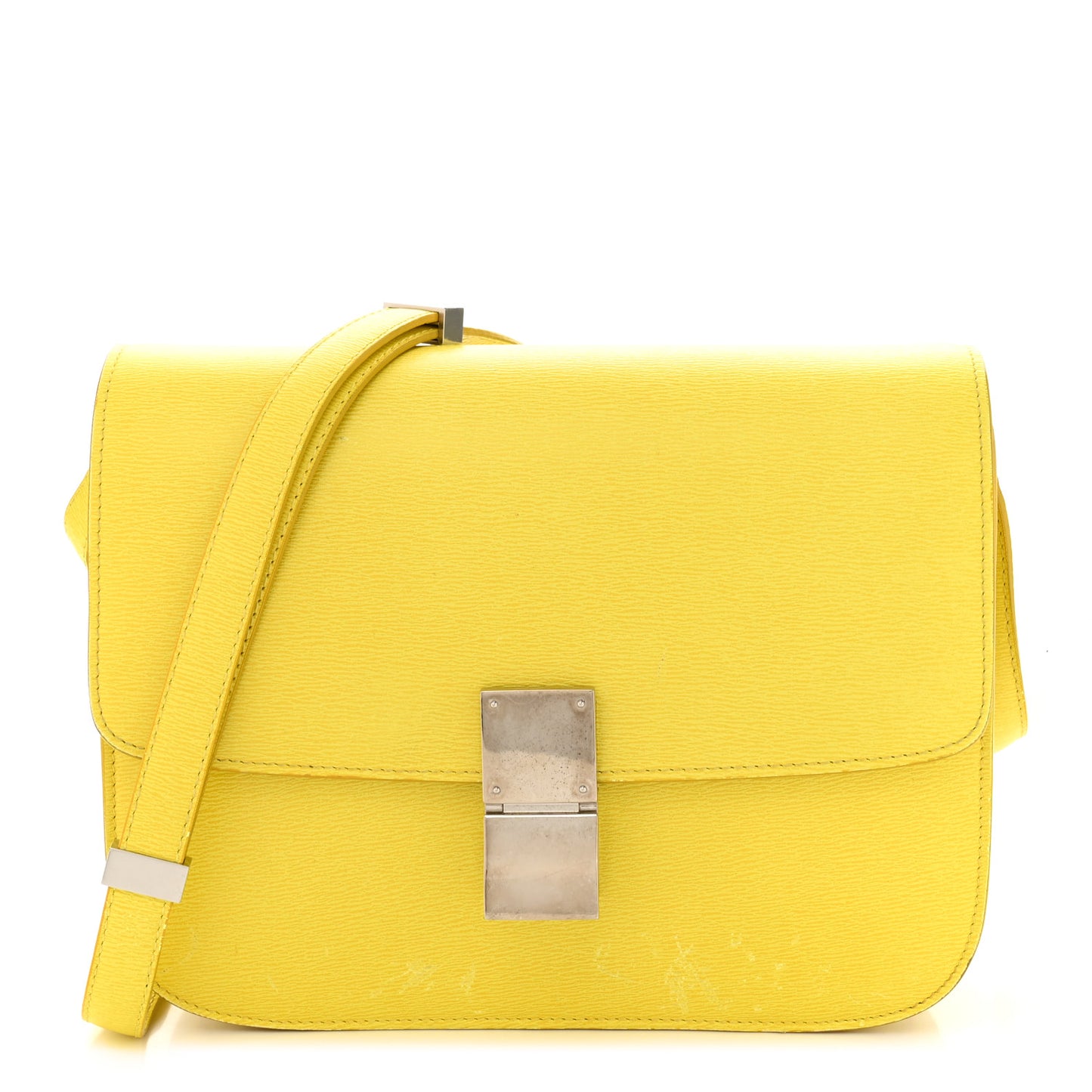Liege Calfskin Medium Classic Box Flap Bag Fluo Yellow