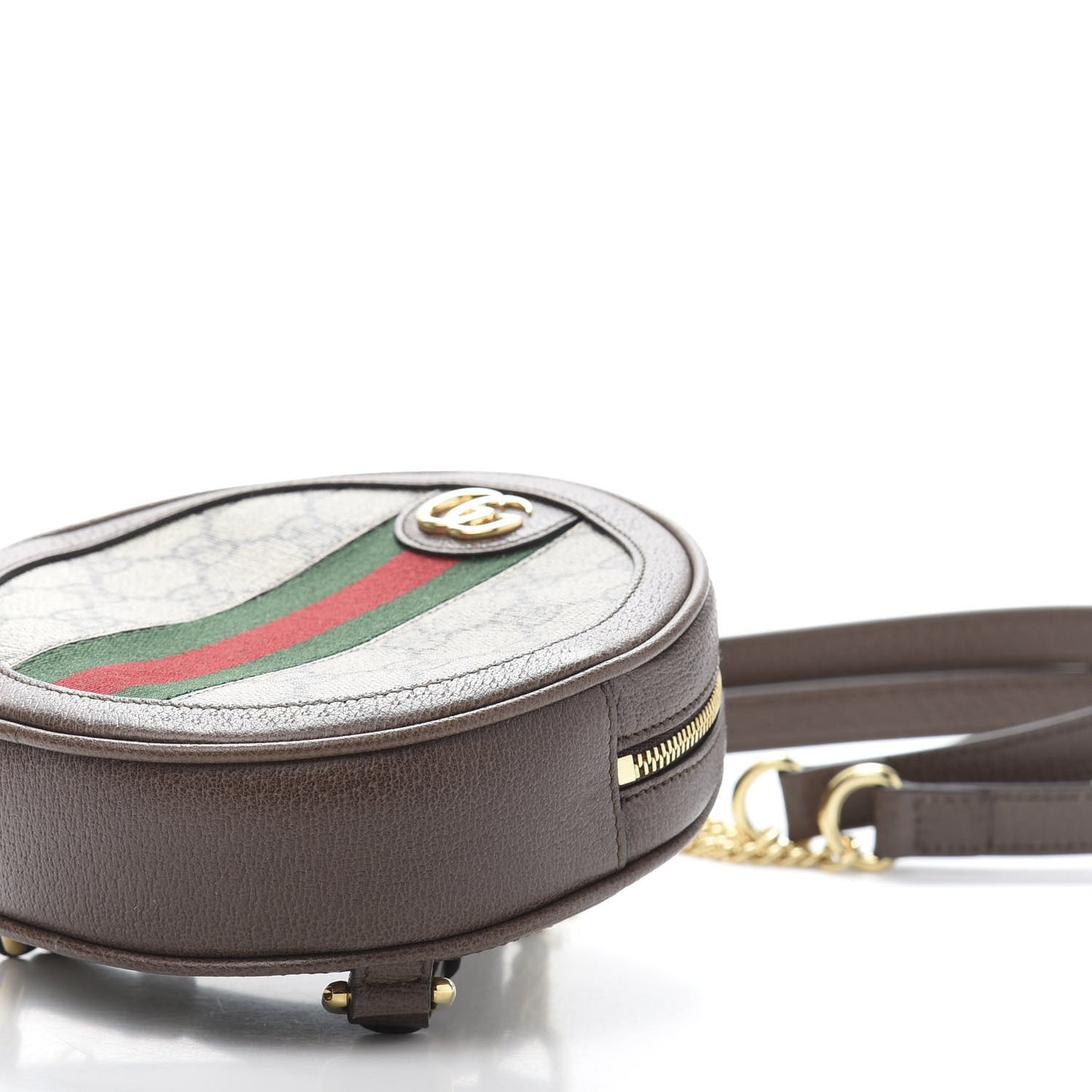 GG Supreme Monogram Web Mini Ophidia Round Backpack Brown