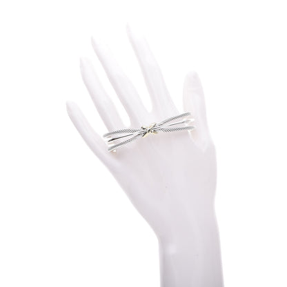 David Yurman Sterling Silver 18K Yellow Gold 7mm Crossover X Bracelet 2 of 8