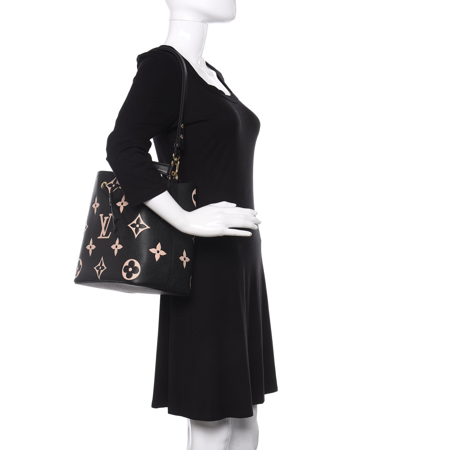 Louis Vuitton Empreinte Monogram Giant Neonoe MM Black Beige 3 of 10