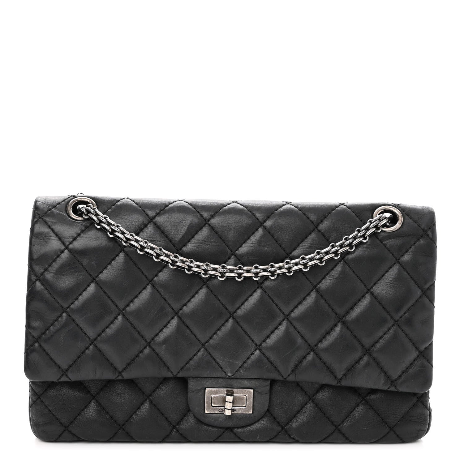Chanel Iridescent Calfskin Quilted 2.55 Reissue 226 Flap Dark Grey 1 of 11