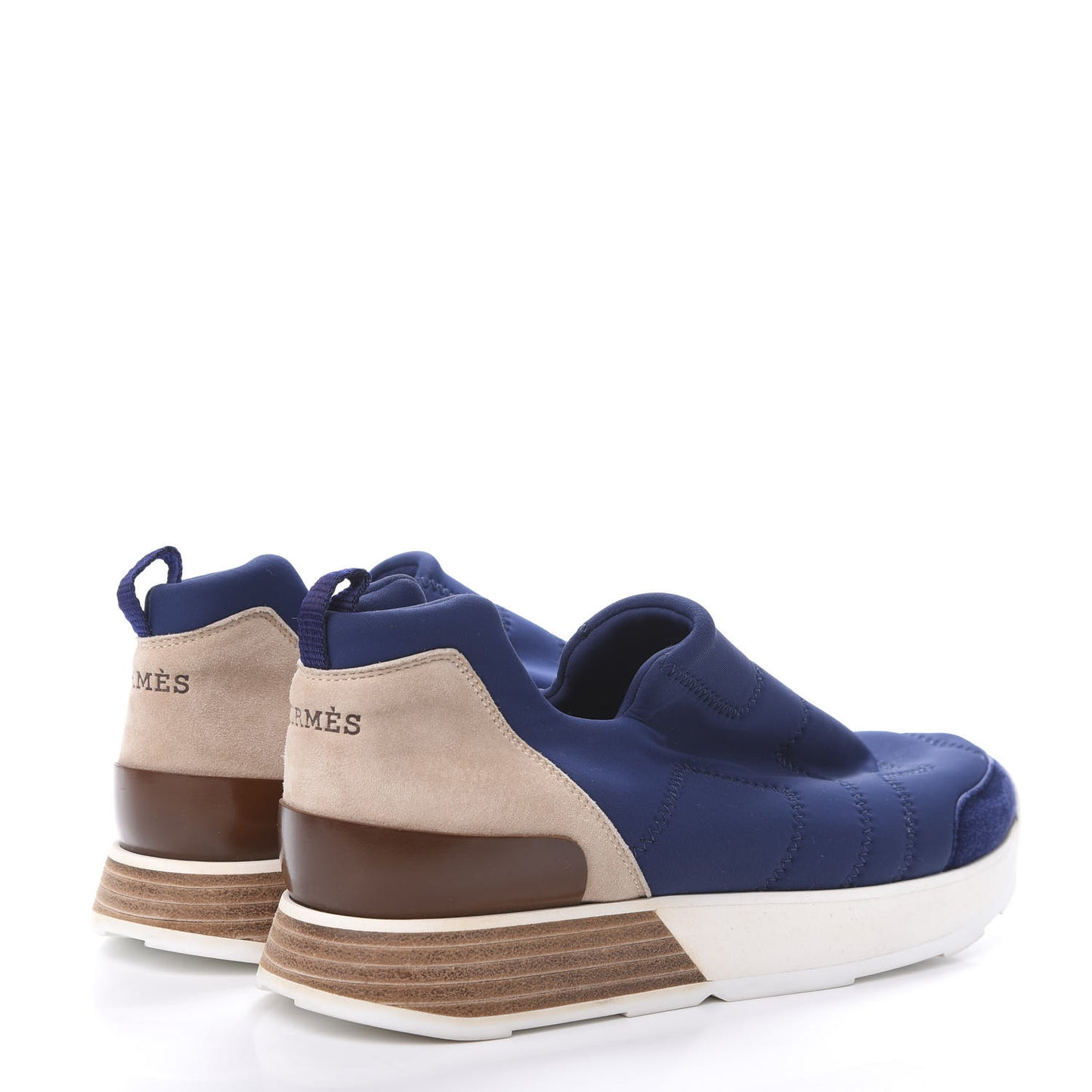 Technical Canvas Suede Womens Slip On Sneakers 36.5 Blue