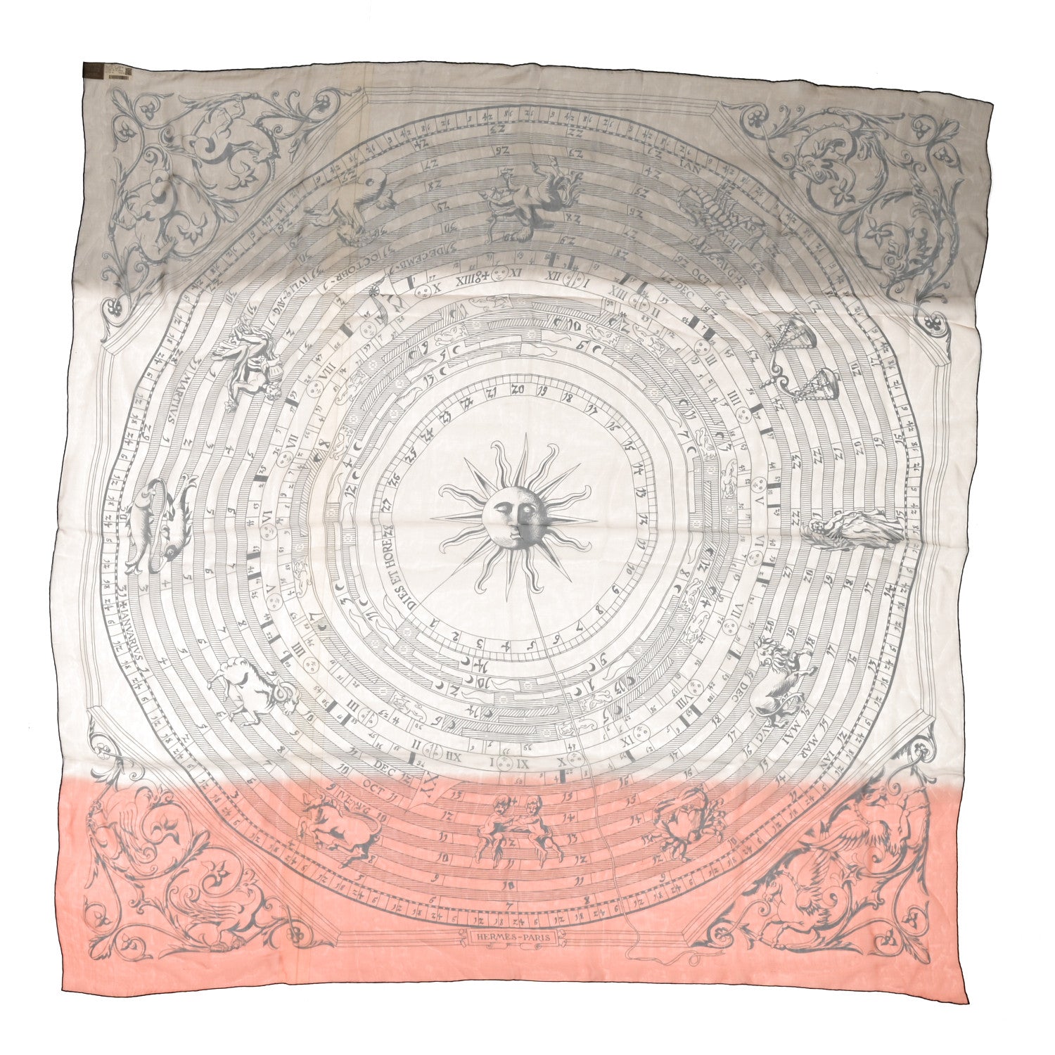 Hermes Silk Muslin Astrologie Sunrise Shawl 140 Camel Beige Orange 1 of 5