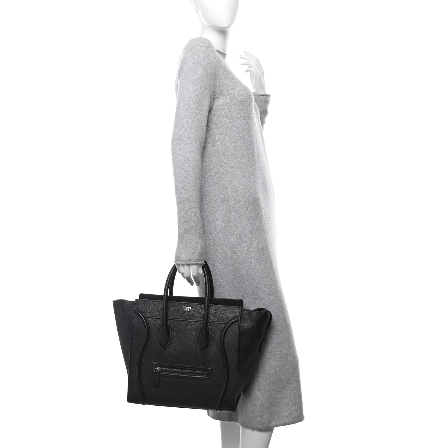 Celine Drummed Calfskin Mini Luggage Black 2 of 9