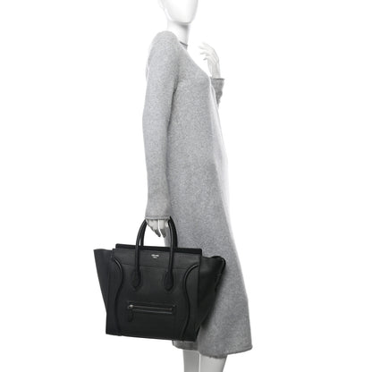 Celine Drummed Calfskin Mini Luggage Black 2 of 9