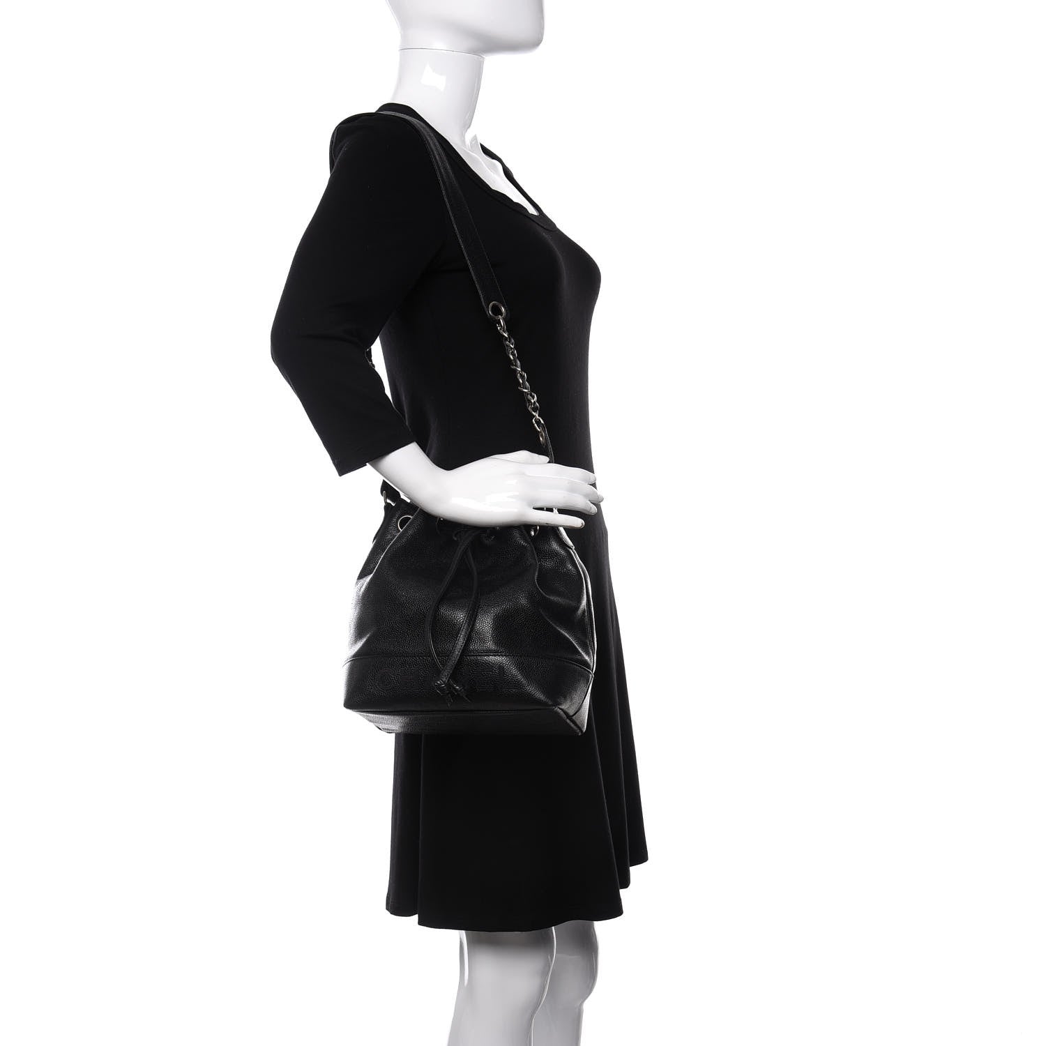 Chanel Caviar Drawstring Shoulder Bag Black 2 of 9