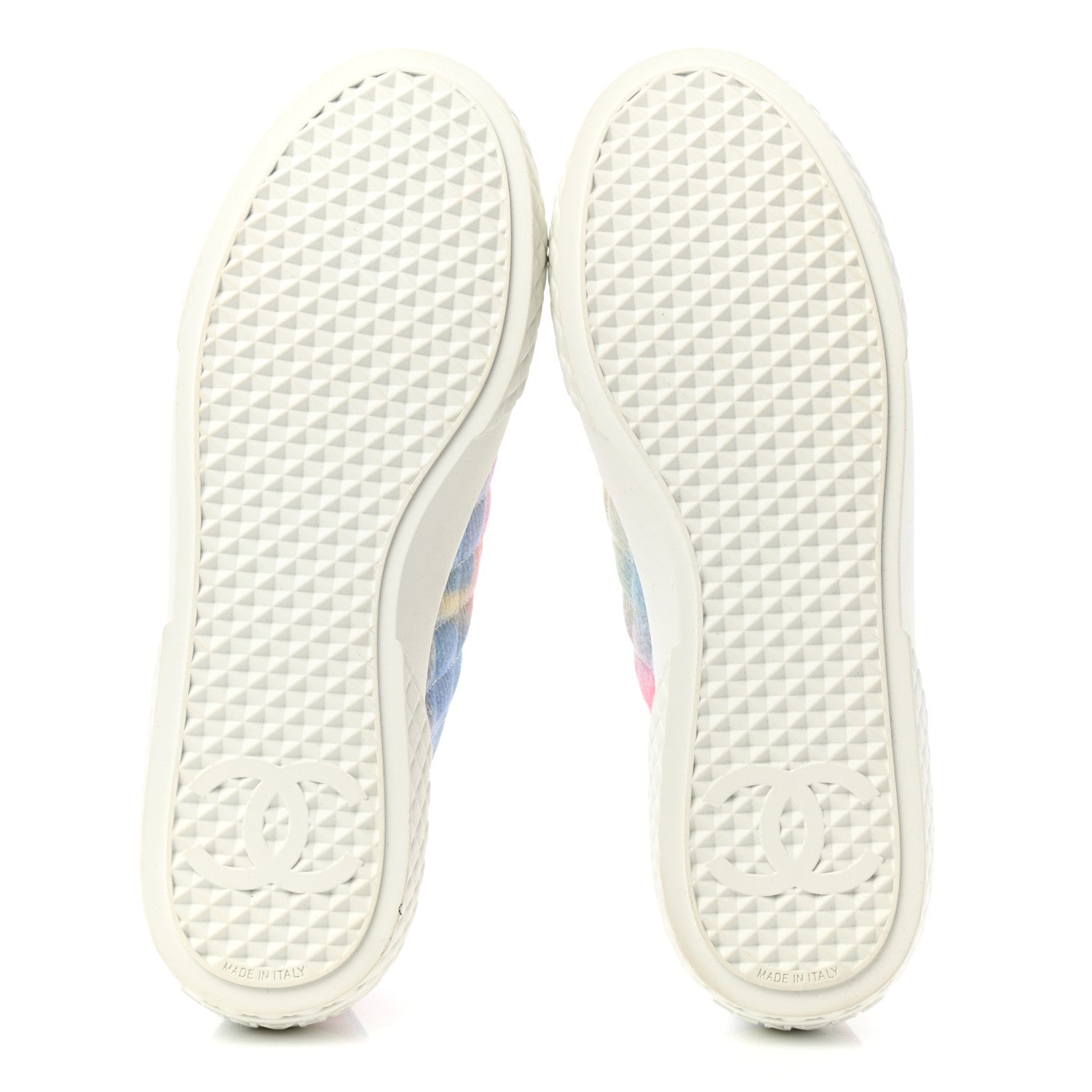 Chanel Printed Canvas CC Sneakers 39.5 Green Pink Blue White 5 of 8