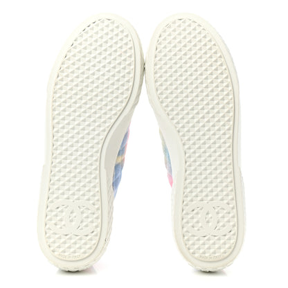 Chanel Printed Canvas CC Sneakers 39.5 Green Pink Blue White 5 of 8