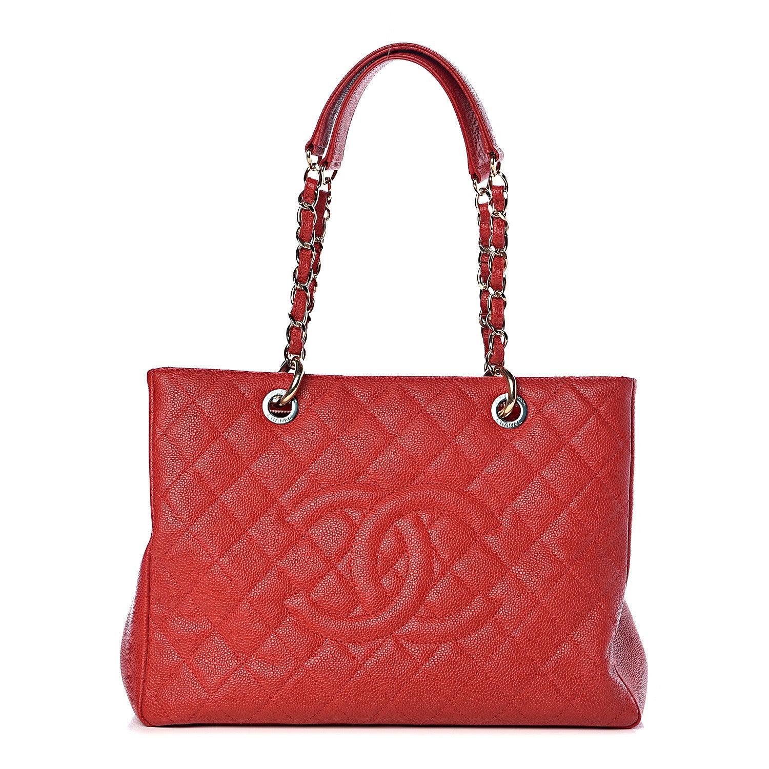 Chanel Caviar Quilted Grand Shopping Tote GST Red 1 of 17