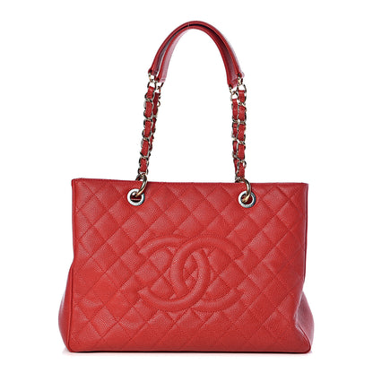 Chanel Caviar Quilted Grand Shopping Tote GST Red 1 of 17