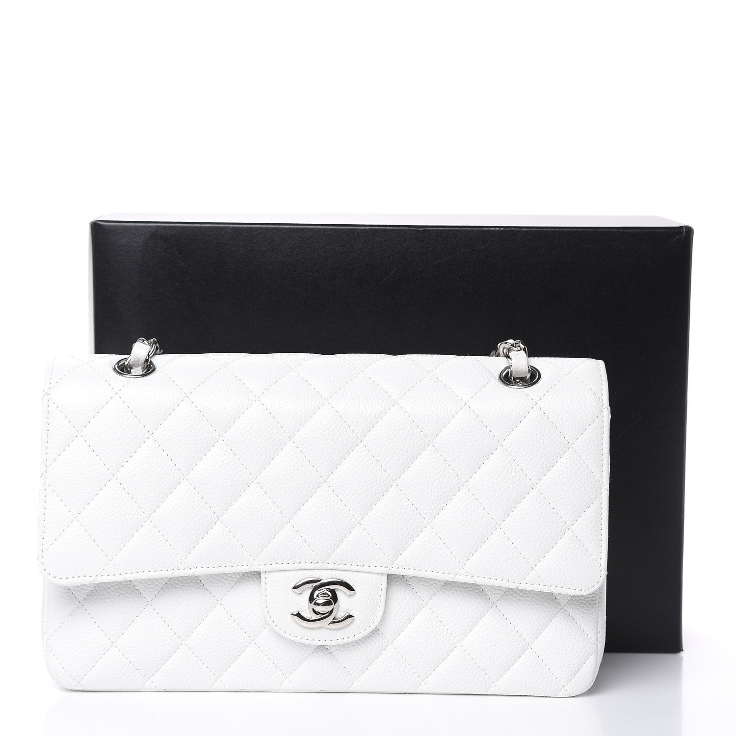 Chanel Caviar Quilted Medium Double Flap White 14 of 14