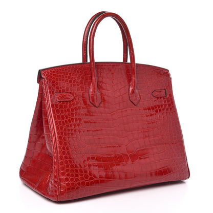 Hermes Shiny Porosus Crocodile Birkin 35 Braise 3 of 31