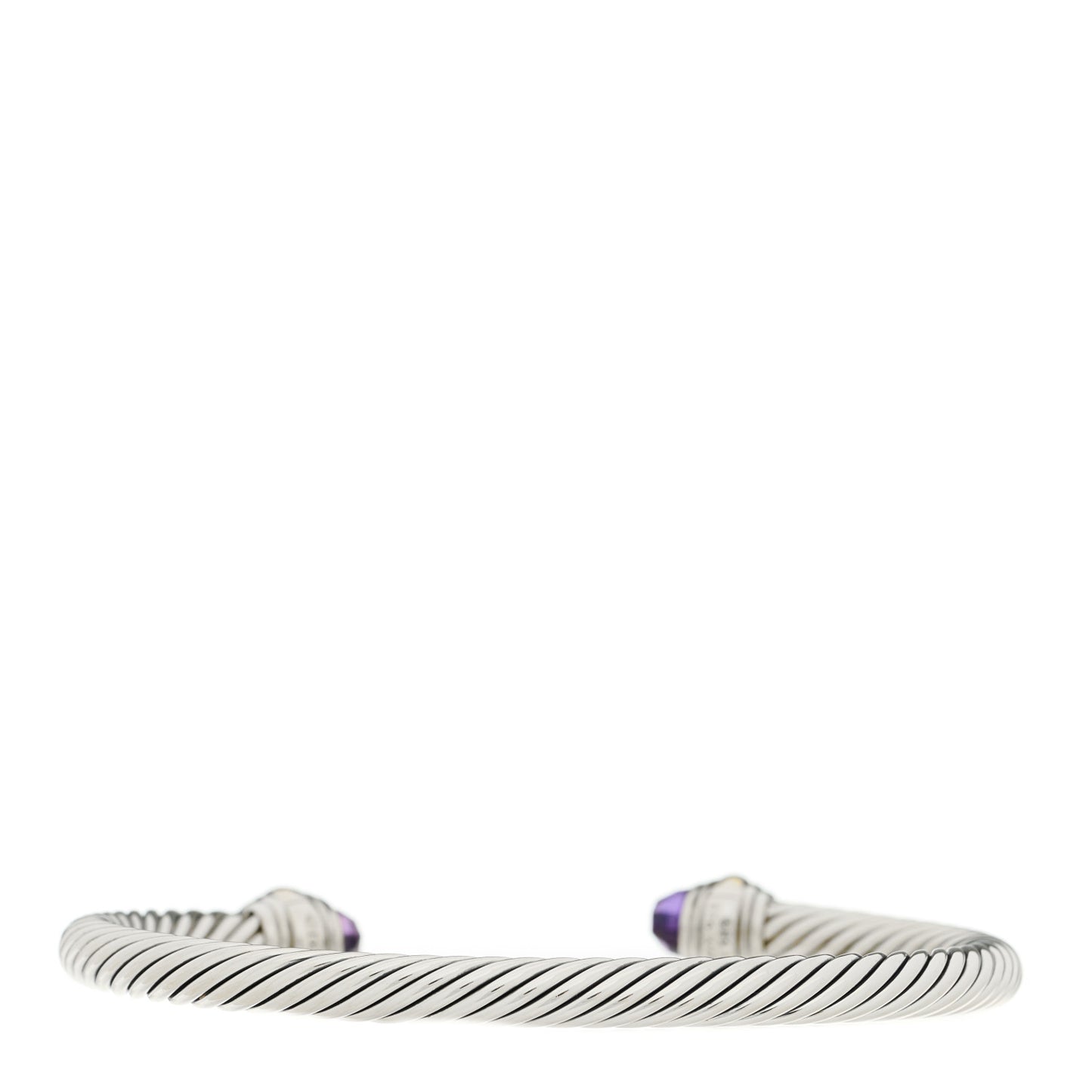Sterling Silver 14K Yellow Gold Amethyst 5mm Cable Classics Bracelet