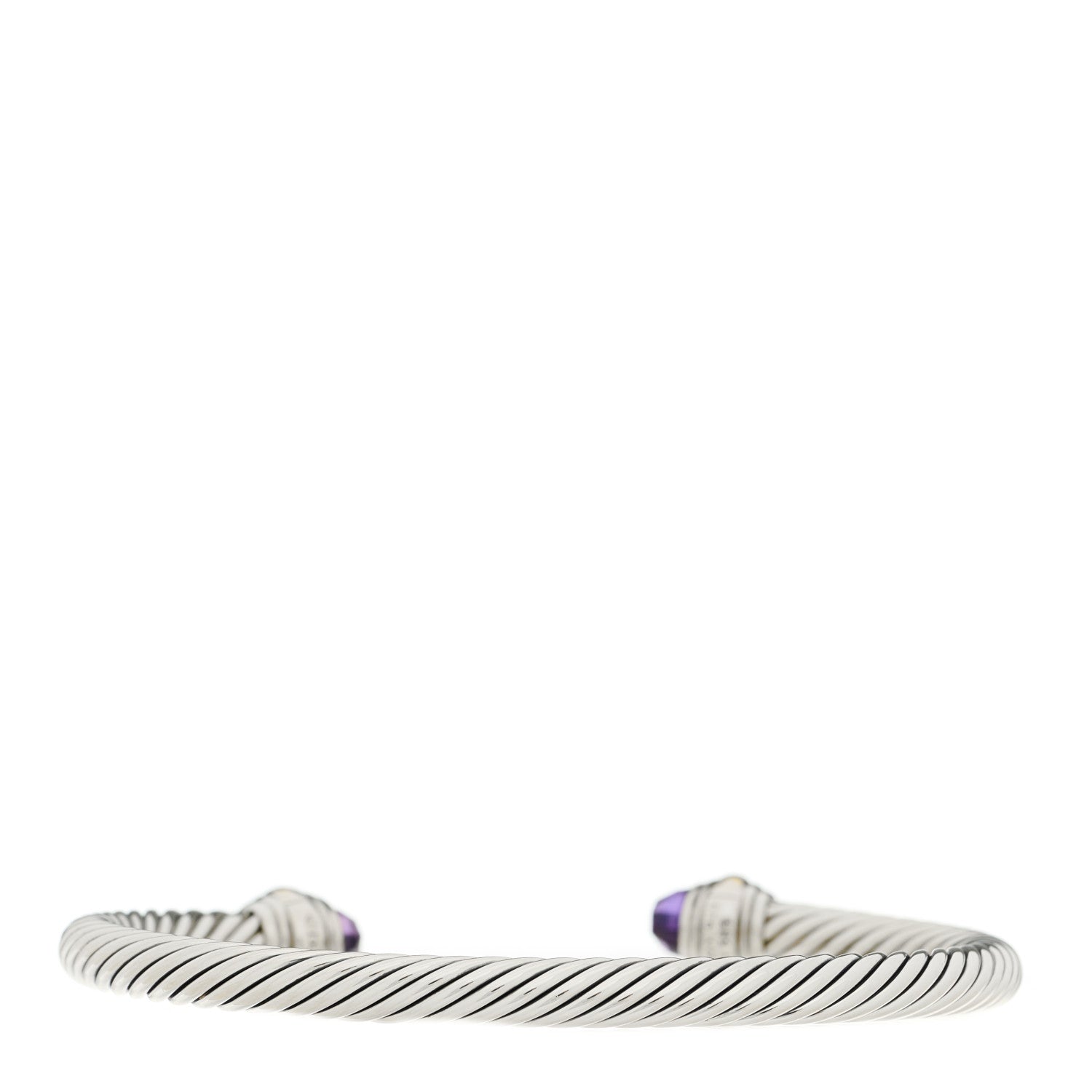 David Yurman Sterling Silver 14K Yellow Gold Amethyst 5mm Cable Classics Bracelet 2 of 3