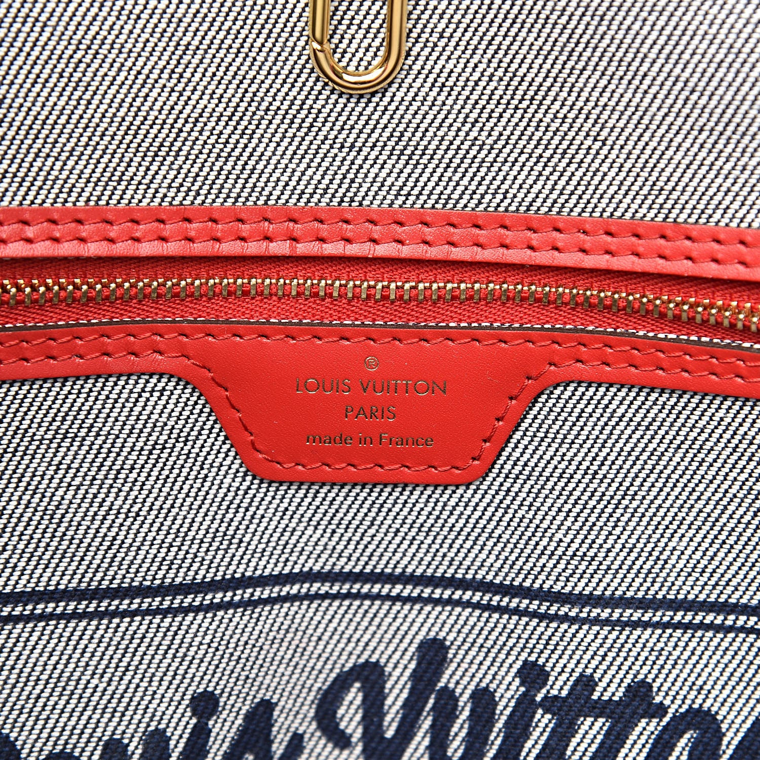 Louis Vuitton Denim Damier Monogram Patchwork Neverfull Blue Rouge 7 of 11