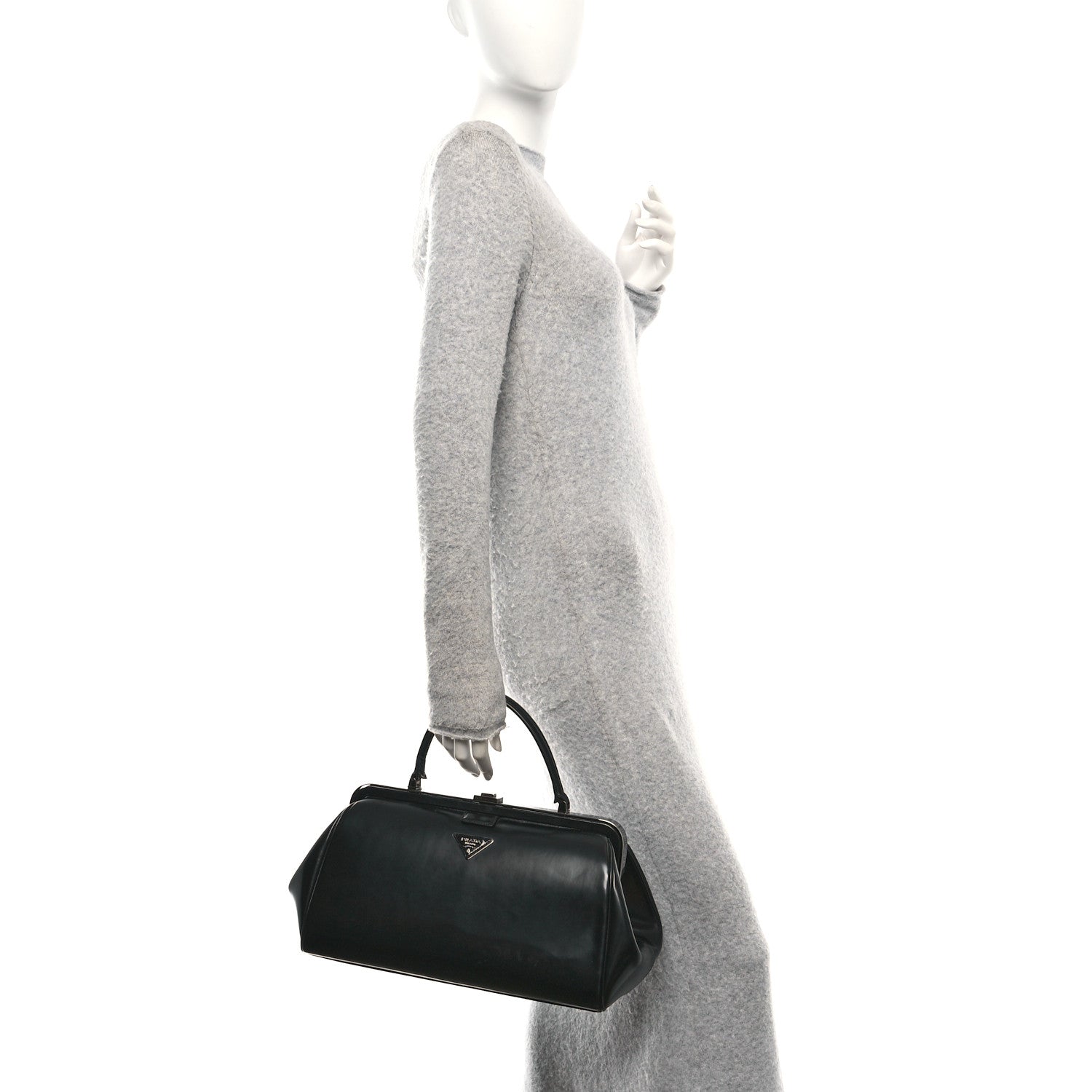 Prada Spazzolato Frame Bag Black 2 of 10