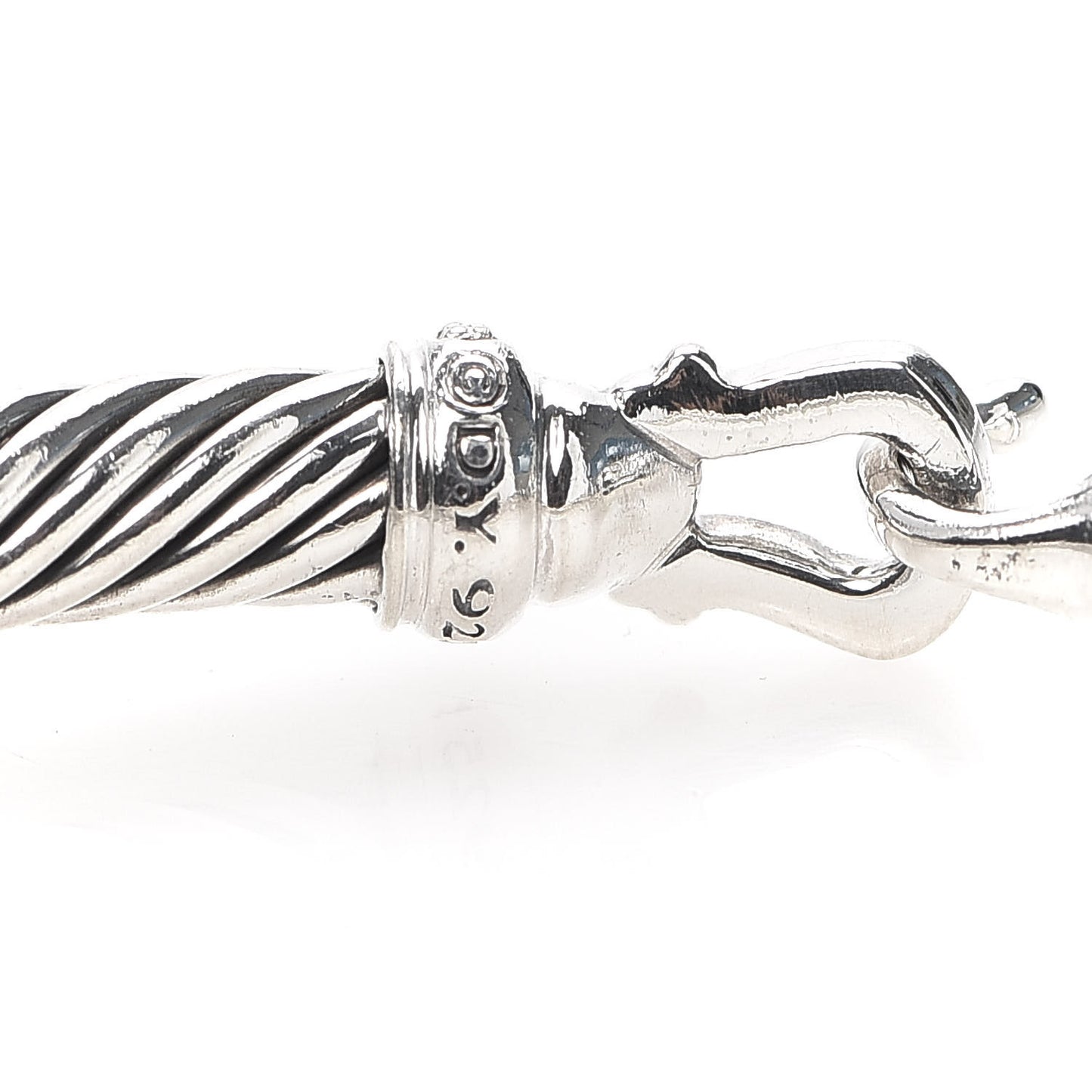 Sterling Silver Diamond 5mm Cable Buckle Bracelet
