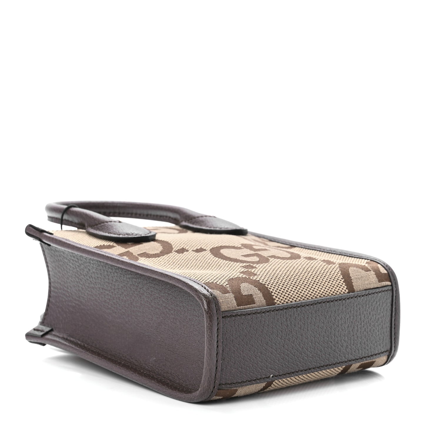 Monogram Jumbo GG Textured Dollar Calfskin Web Mini Vertical Tote Camel Ebony New Acero