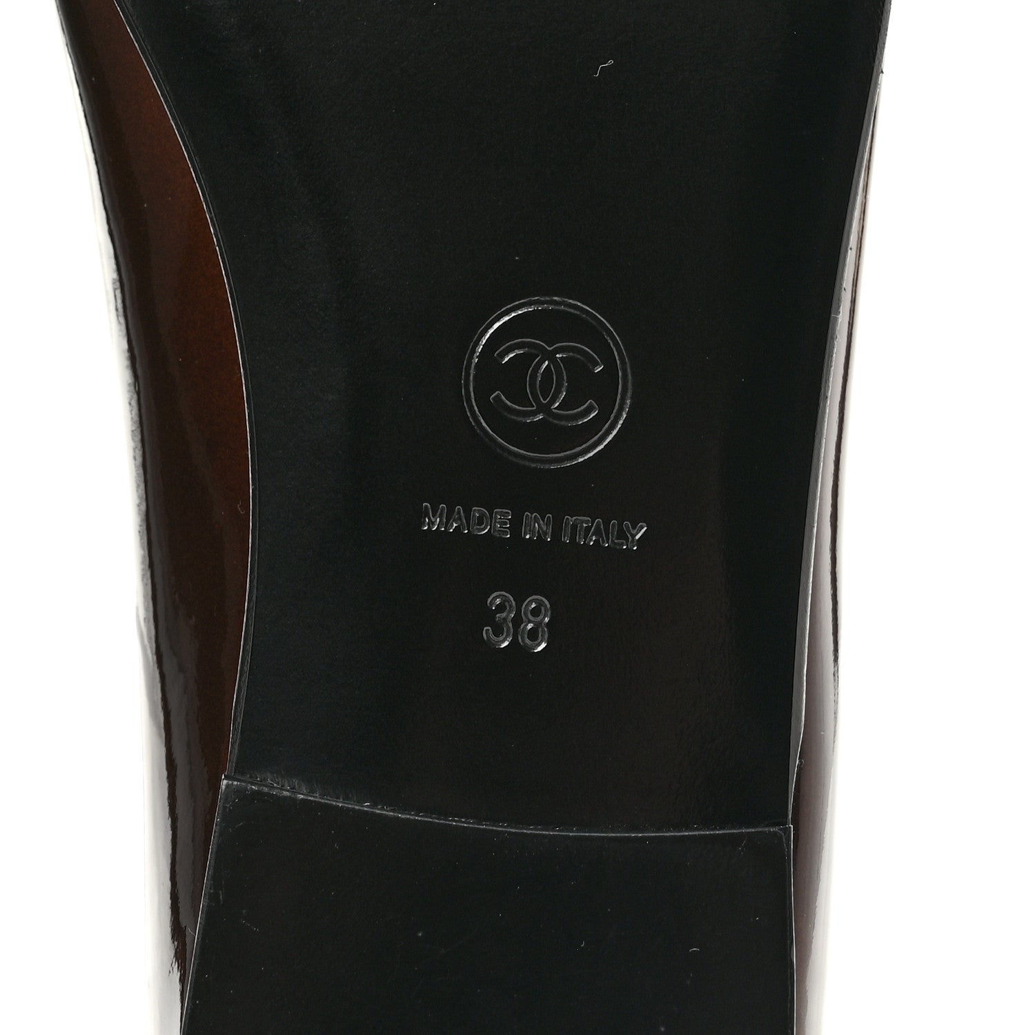 Chanel Patent Calfskin CC Cap Toe Ballerina Flats 38 Brown Blue 8 of 9