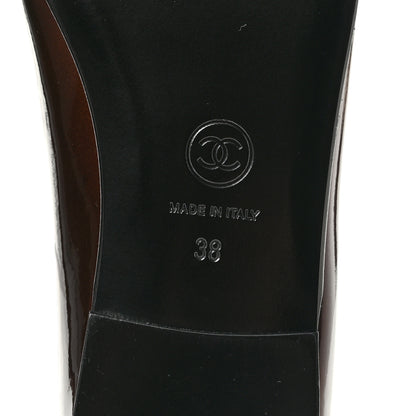 Chanel Patent Calfskin CC Cap Toe Ballerina Flats 38 Brown Blue 8 of 9