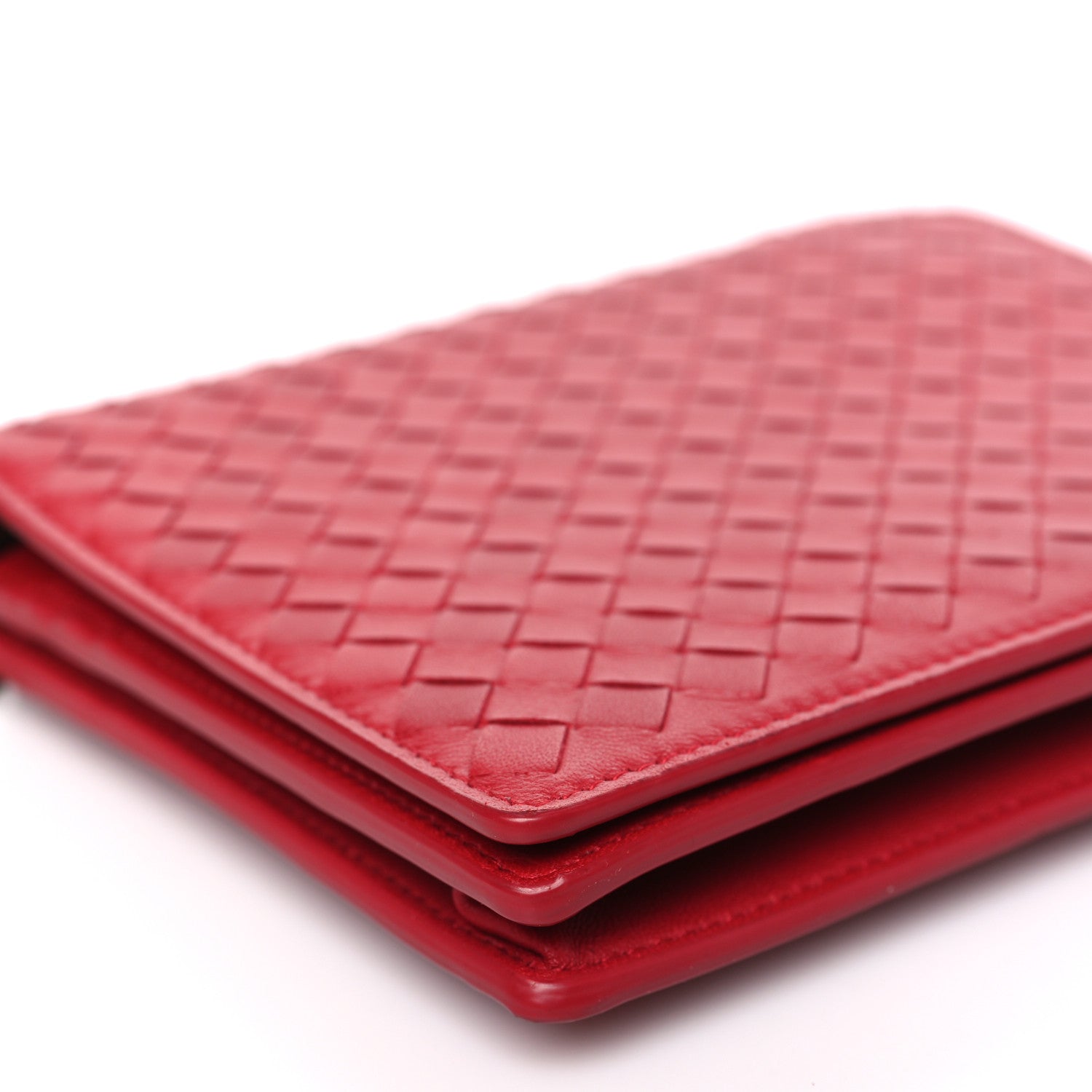 Bottega Veneta Nappa Intrecciato Chain Wallet China Red 9 of 10