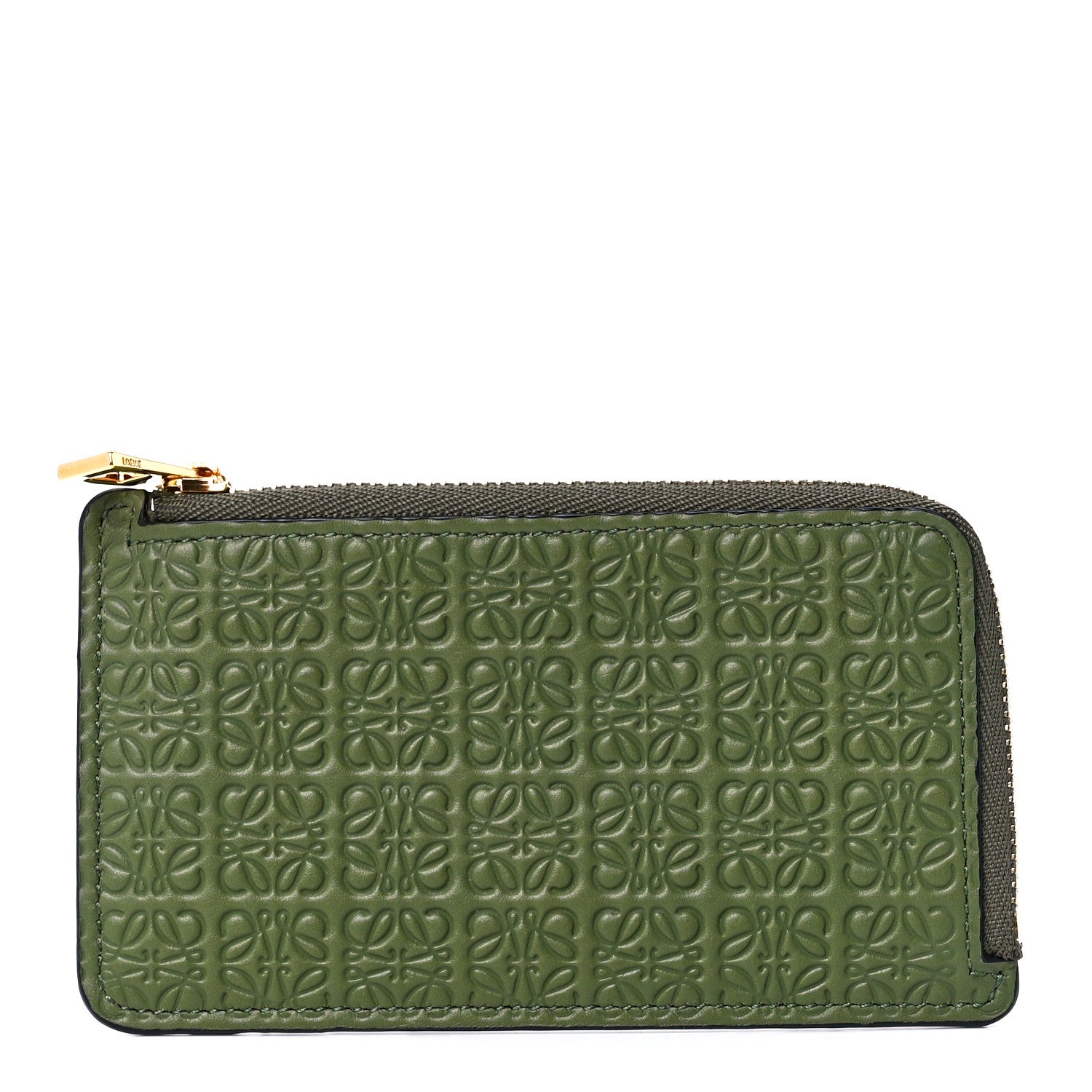Loewe Calfskin Embossed Repeat Coin Card Holder Avocado Green 1 of 12