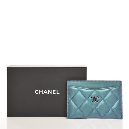 Chanel Metallic Lambskin Quilted Card Holder Turquoise 9 of 9