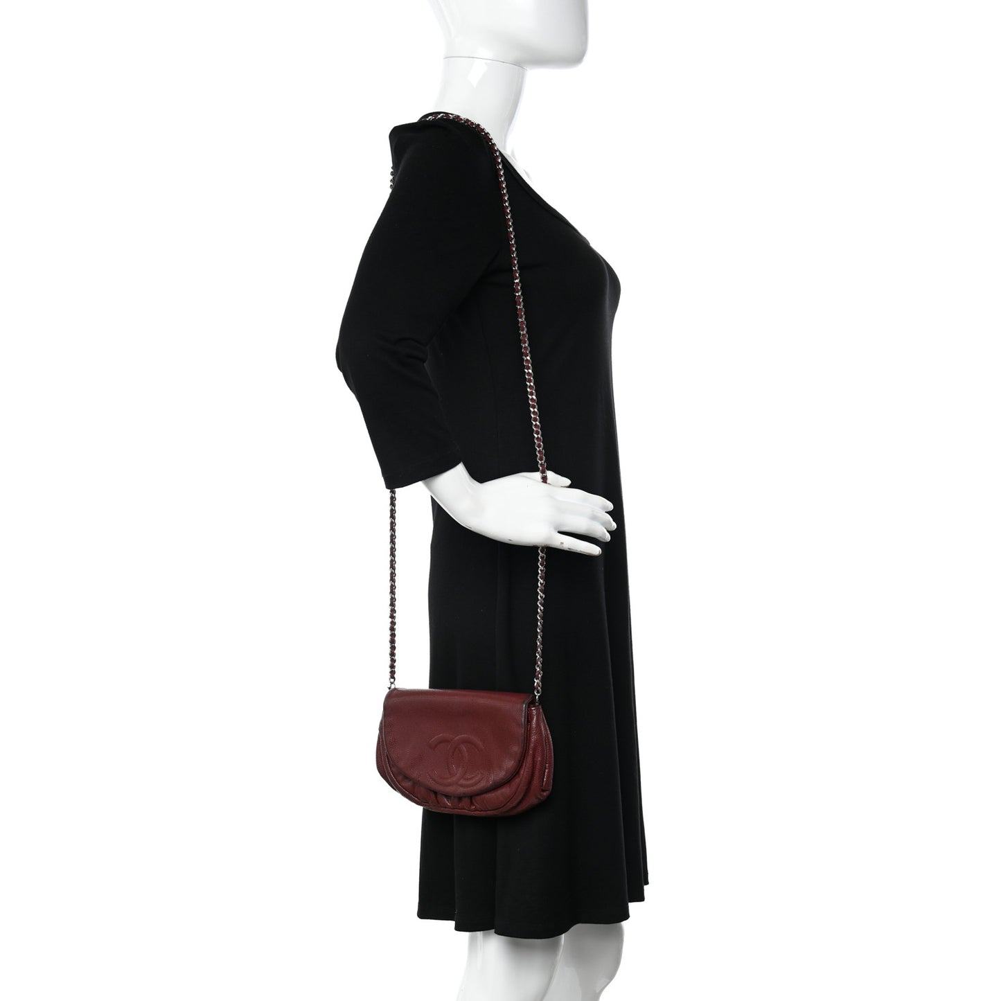 Caviar Half Moon Wallet On Chain WOC Dark Red