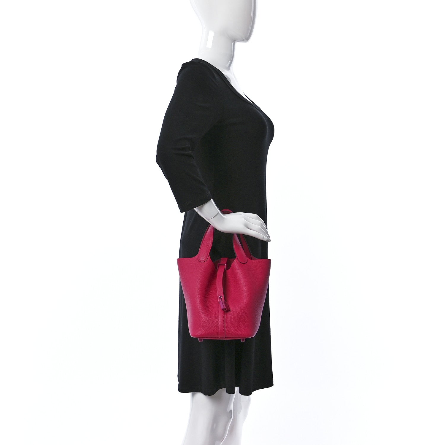 Hermes Taurillon Clemence Monochrome Picotin Lock 18 PM Rose Mexico 2 of 11