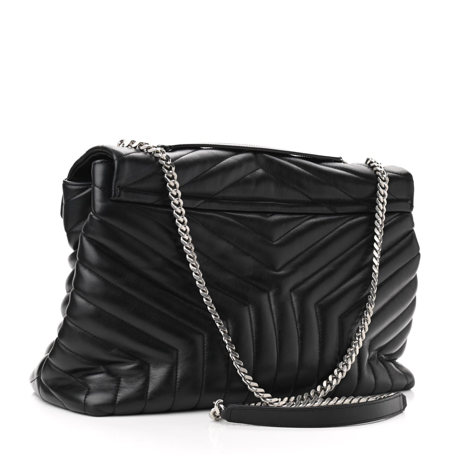 Saint Laurent Calfskin Y Quilted Monogram Large Loulou Chain Satchel Black 3 of 9