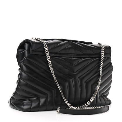 Saint Laurent Calfskin Y Quilted Monogram Large Loulou Chain Satchel Black 3 of 9