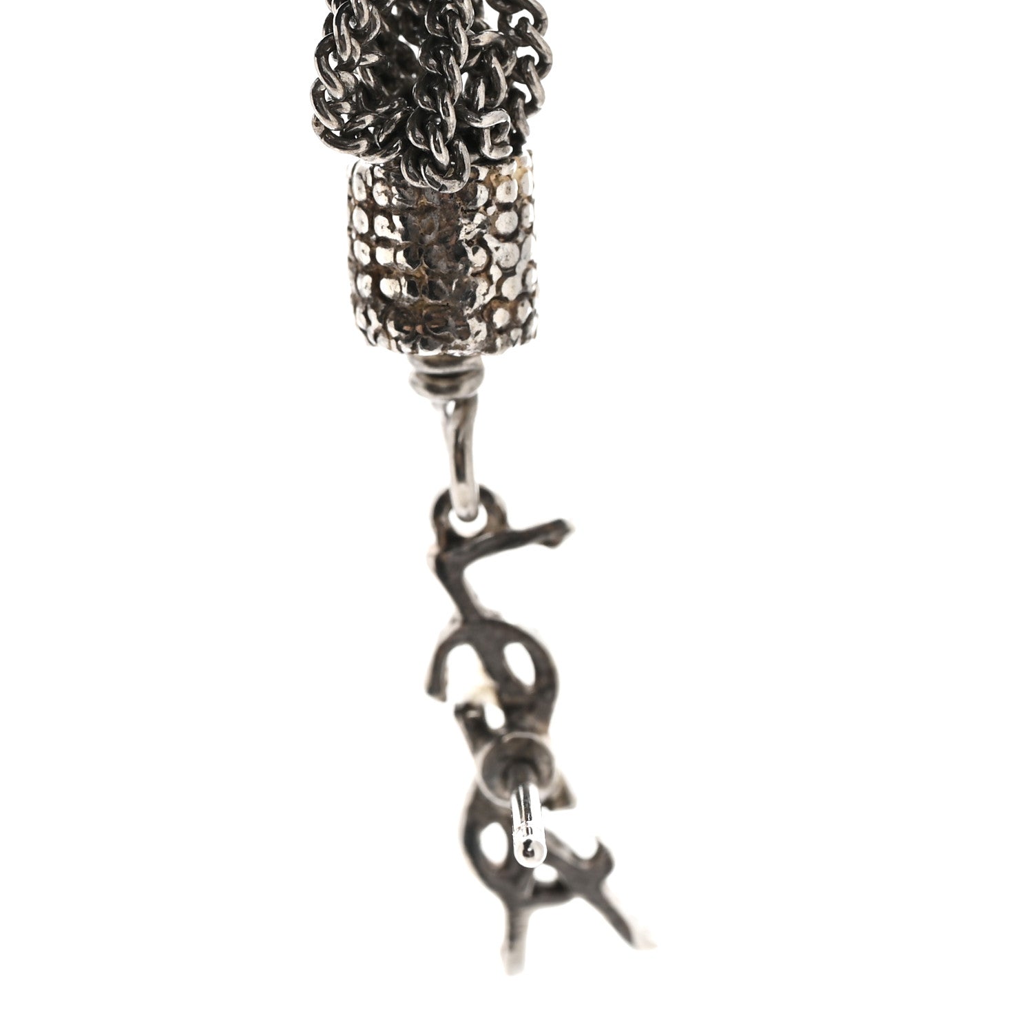 Saint Laurent Metal Monogram Loulou Tassel Earrings Silver 4 of 4