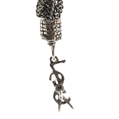 Saint Laurent Metal Monogram Loulou Tassel Earrings Silver 4 of 4