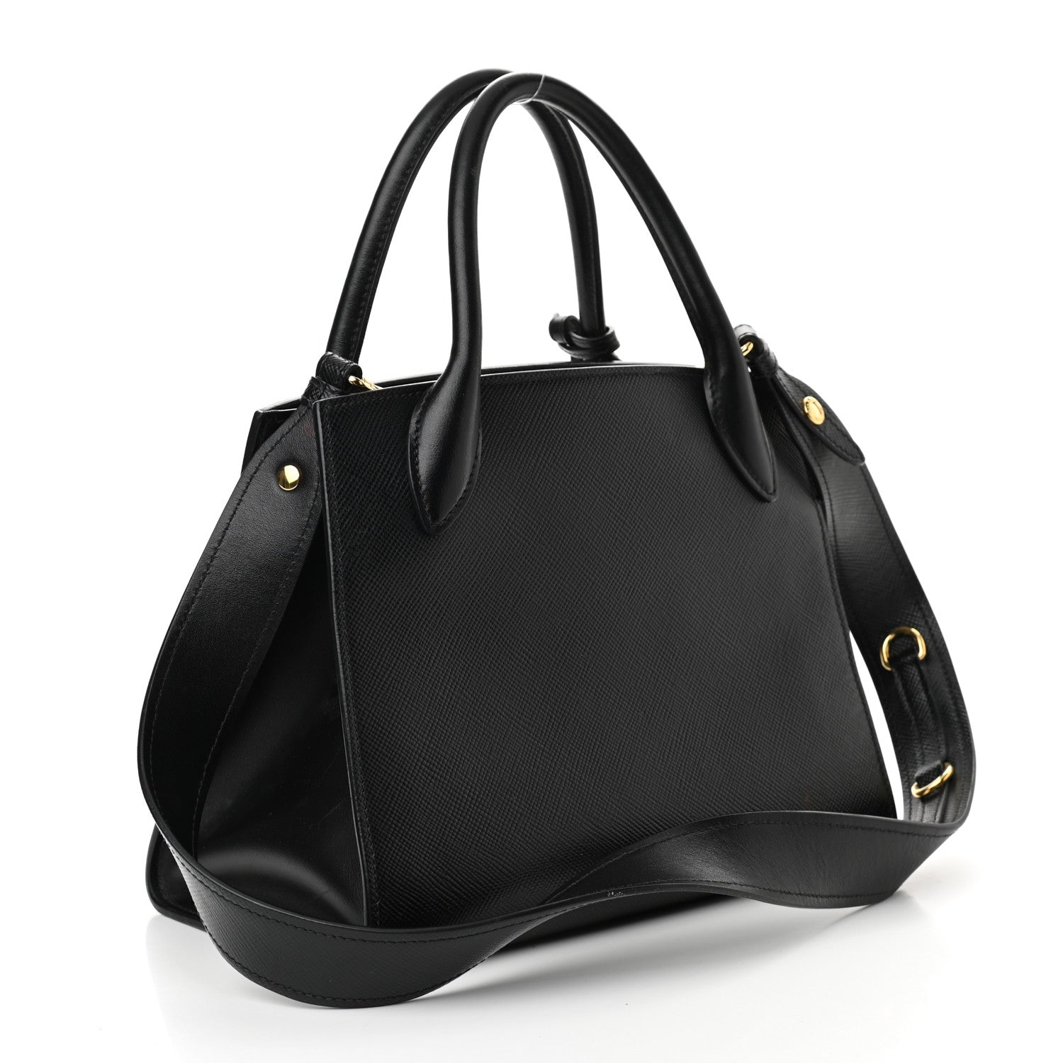 Prada Saffiano Cuir Calfskin Small Monochrome Top Handle Tote Black 3 of 11