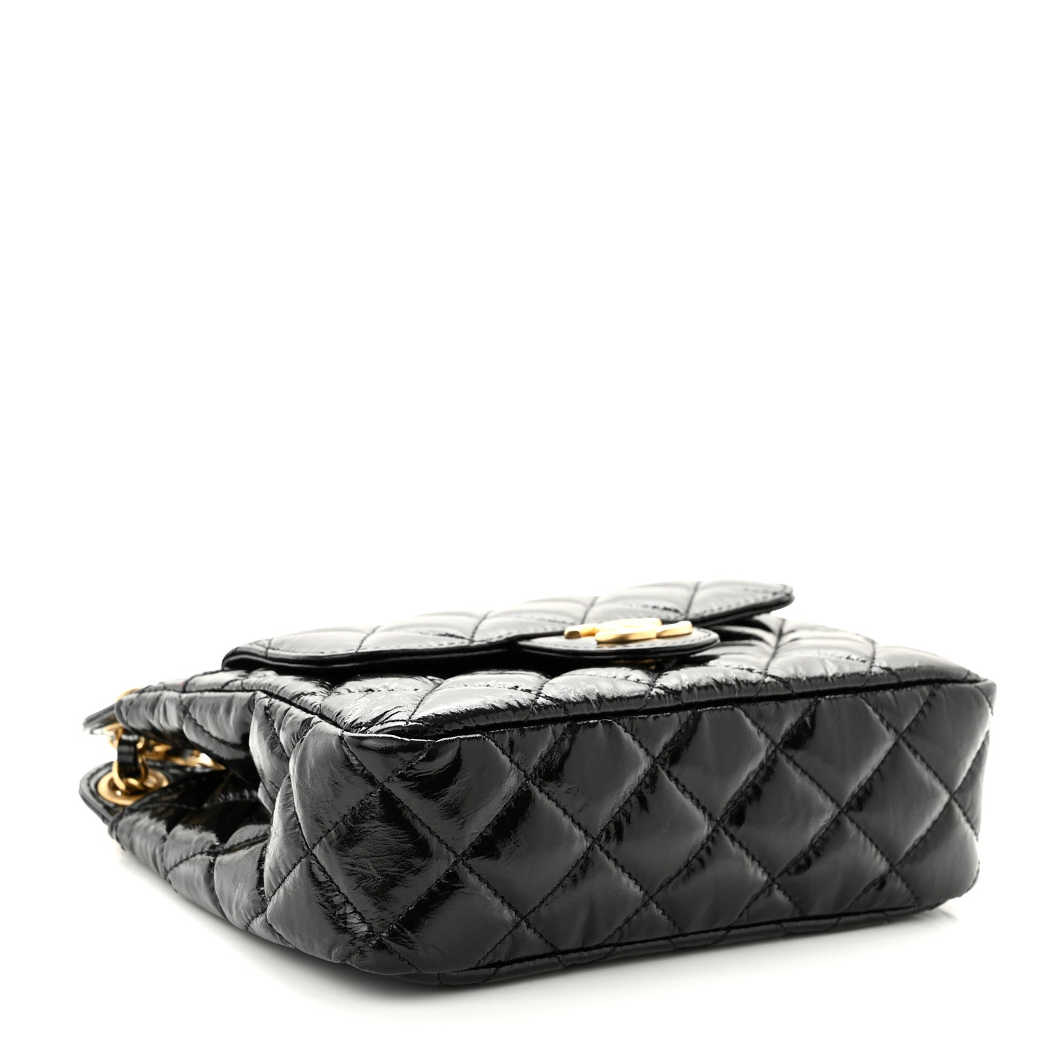 Chanel Shiny Crumpled Calfskin Quilted Small Wavy CC Hobo Black 4 of 12